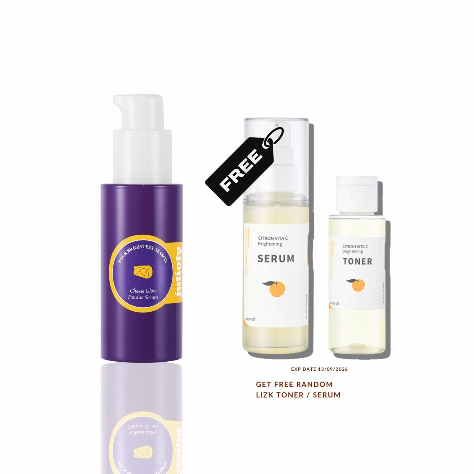 JULIOLY Cheese Glow Fondue Serum FREE LizK Citron Vita C Serum/Toner 50ml
