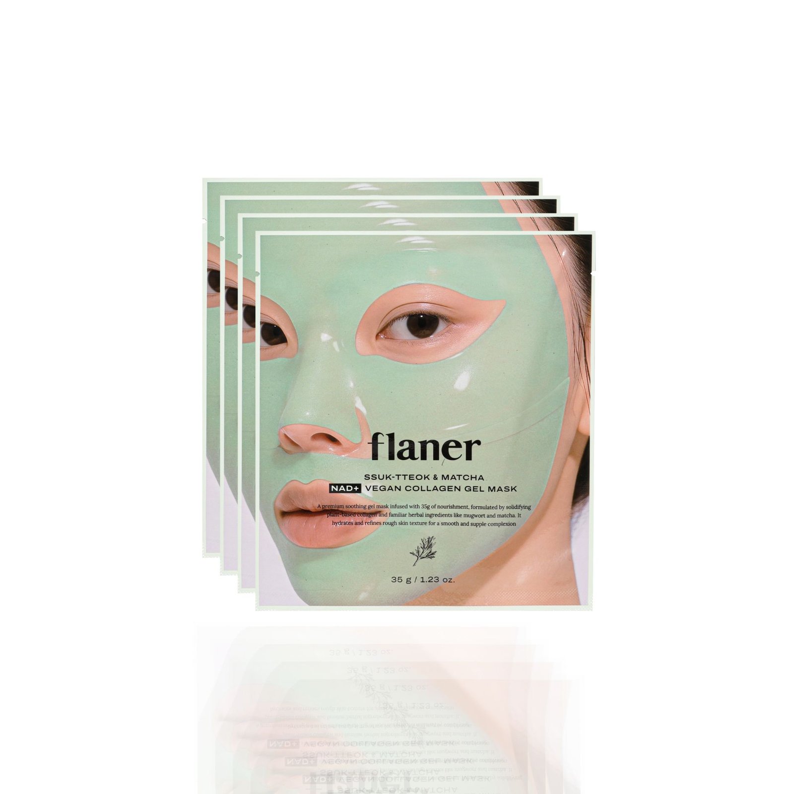 FLANER - Ssuk-tteok & Matcha NAD+ Vegan Collagen Gel Mask isi 4PCS